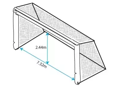 how big is a soccer goal in meters